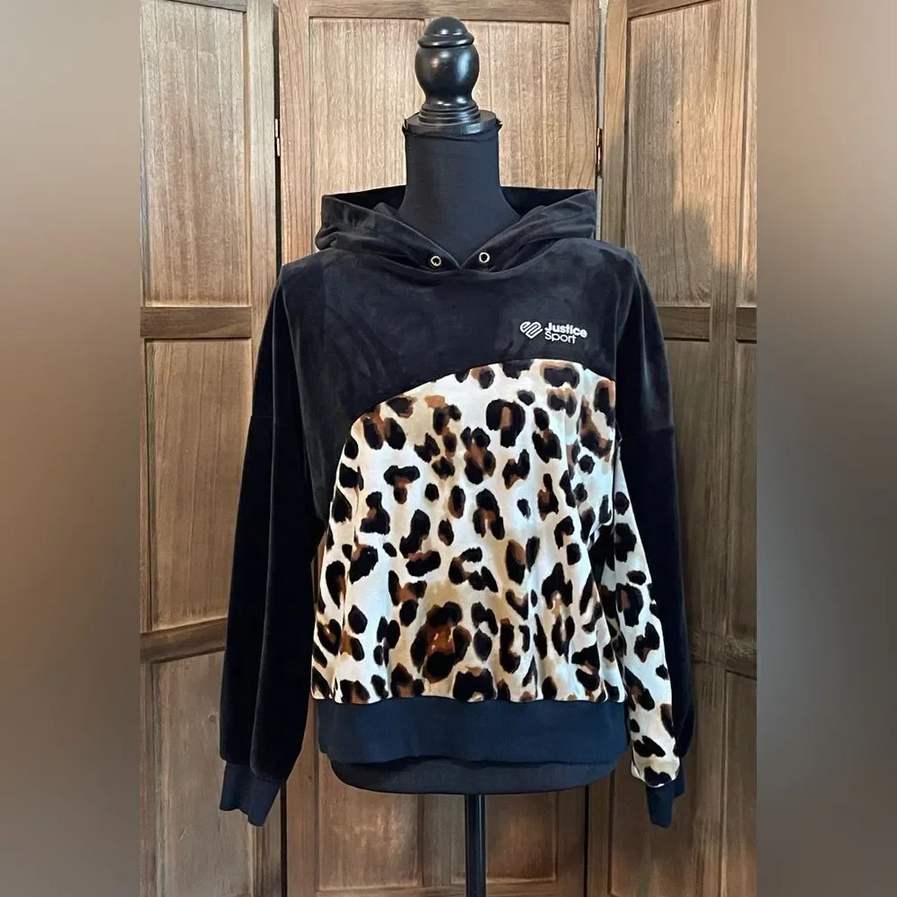 Girl’s XL Justice Sport Blocked Velour hoodie.